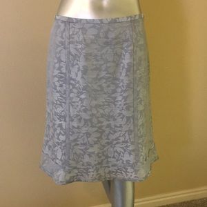 Sigrid Olsen Linen Silk Blend Skirt Floral Pattern